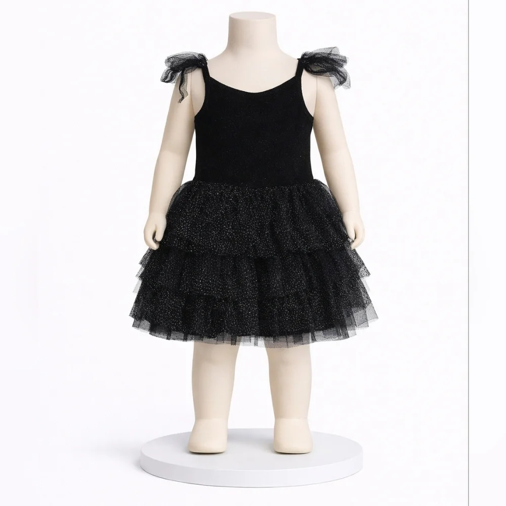 Posh Peanut Glittery Black Tutu Dress